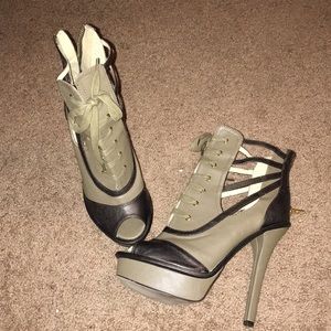 BAKERS Semi-Gladiator Open Toe Lace Up Booties